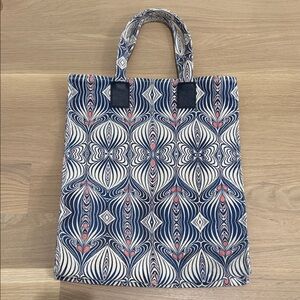 Cynthia Rowley Blue Patterned Tote Bag with Pink Accents